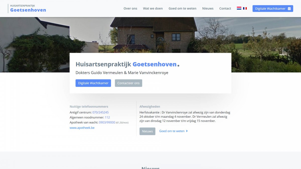 Huisartsenpraktijk Goetsenhoven Website door Fly Media