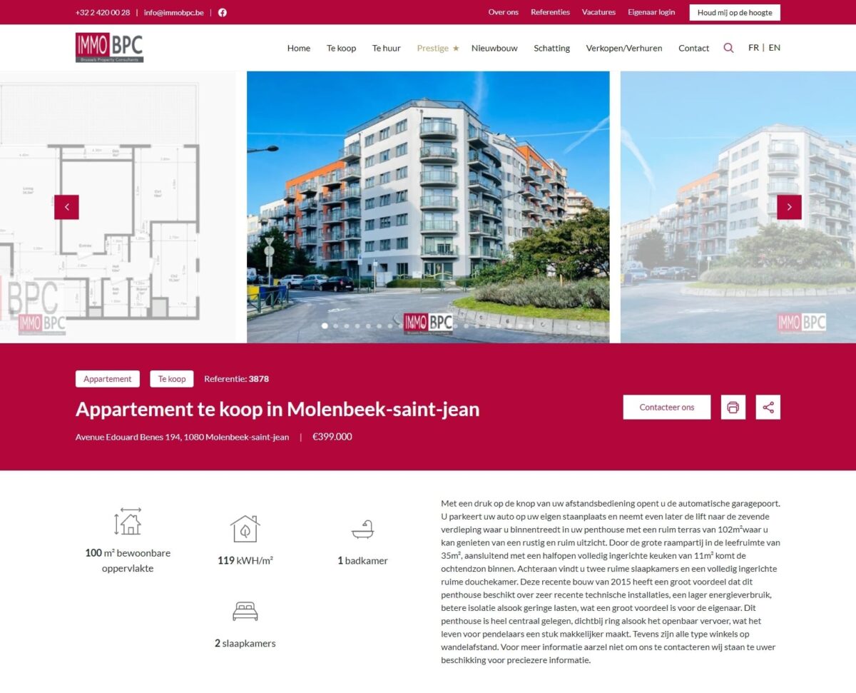 IMMO BPC – Brussels Property Consultants Website door Fly Media